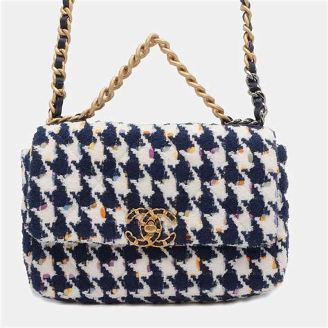 chanel houndstooth 2019|Chanel 2019 Houndstooth Tweed Medium 19 Flap Bag .